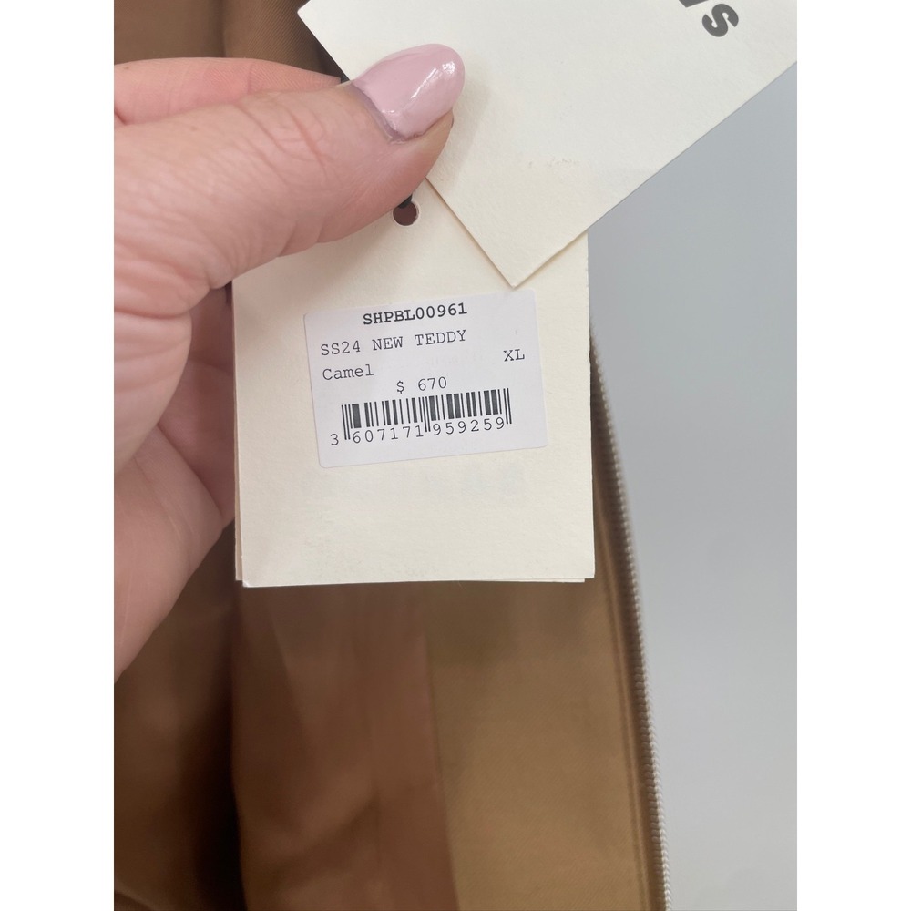 sandro zip up varsity jacket mens size XL camel brown long sleeve new teddy - Picture 5 of 10